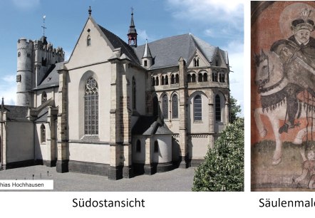 Südostansicht und Säulenmalerei des St. Martin Südostansicht und Säulenmalerei des St. Martin