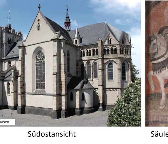 Südostansicht und Säulenmalerei des St. Martin Südostansicht und Säulenmalerei des St. Martin
